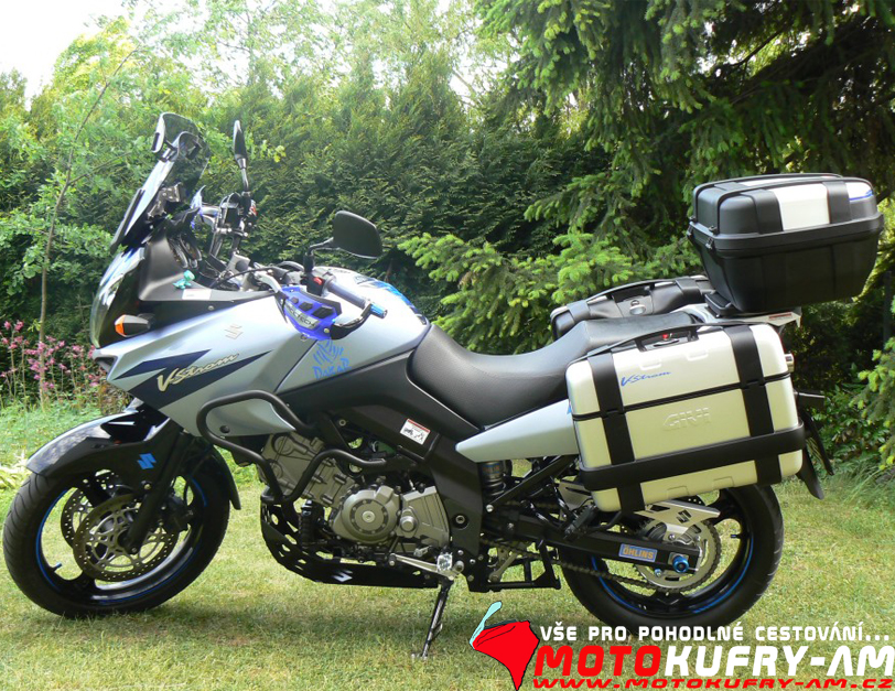SUZUKI DL650V-STROM KUFRY TRK33,TRK52,PADACÍ RÁM KN532,CRÁNIČE PÁČEK RACETECH 