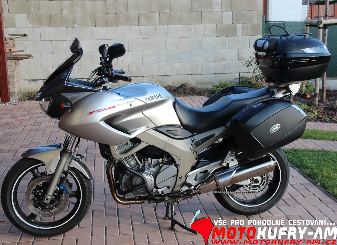 YAMAHA TDM900-KUFRY V35NT,E55NT+OPĚRKA E111+NOSIČ NA VÍKO E96,PADACÍ RÁM KN34,HLAVNÍ STOJAN SW-MOTECH