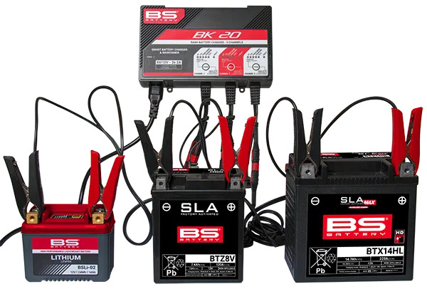 Nabíječka baterií BS-BATTERY BK20 3 kanálová nabíjecí stanice 12V 2A
