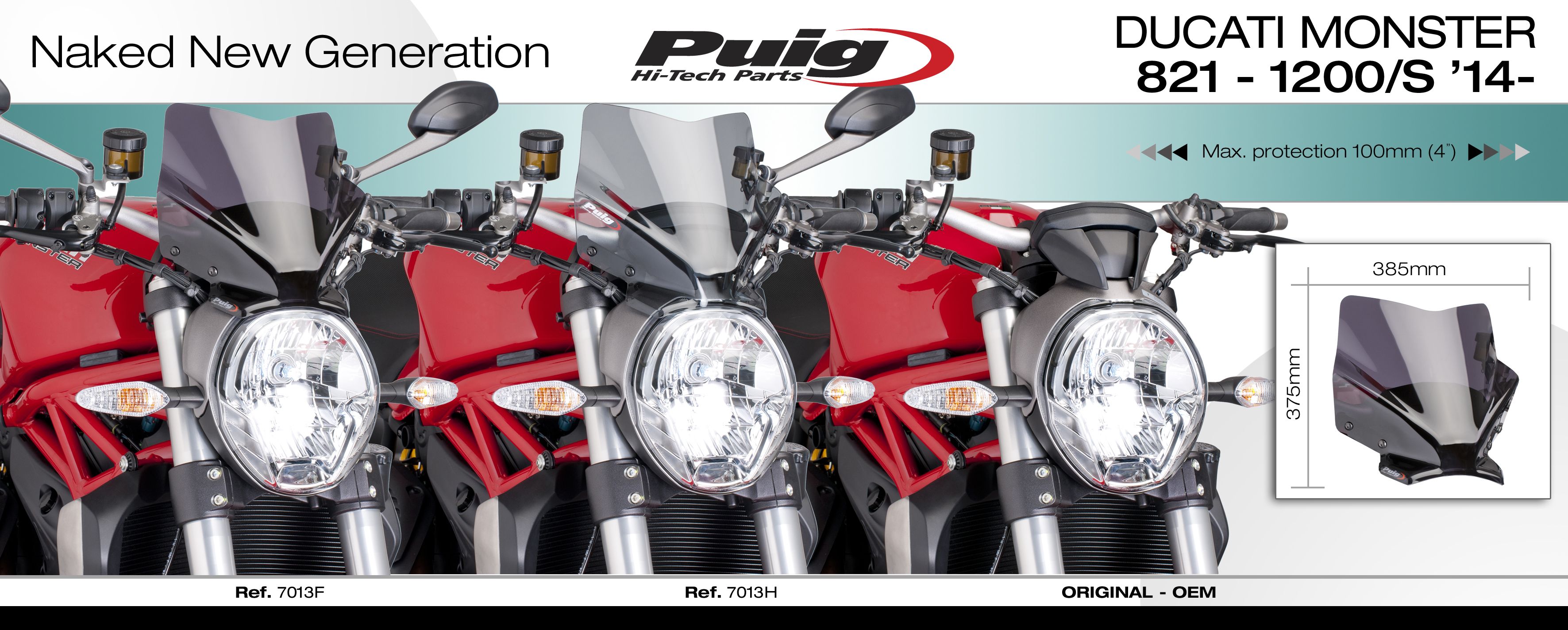 Ducati Monster 821/1200 14- plexi Puig 7013H